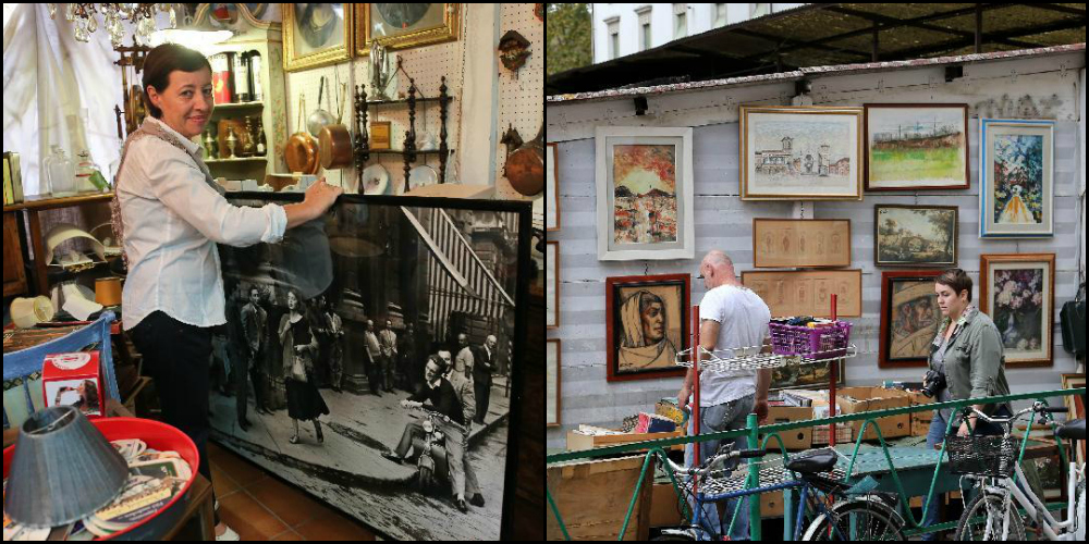 Mercatino delle pulci in piazza dei Ciompi a Firenze