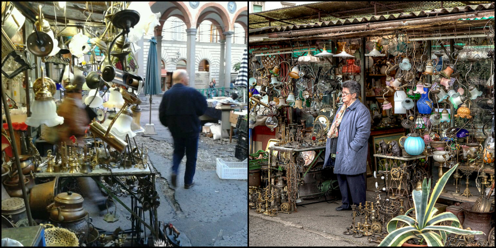 Mercatino delle pulci in piazza dei Ciompi a Firenze